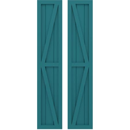 Americraft 3-Board Wood 2 Equal Panel Frmd Board-n-Batten Shutters W/ Dubl Z-Bar, ARW102BF311X72ANH